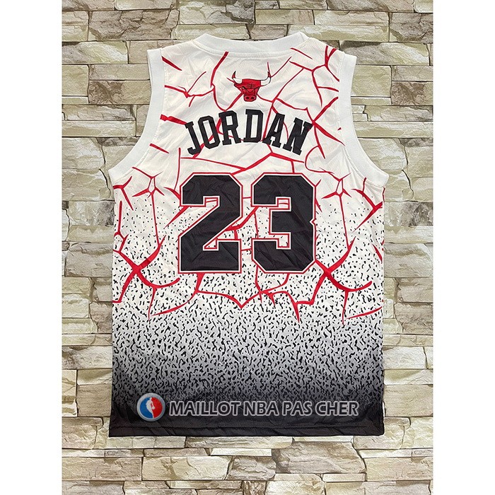 Maillot Chicago Bulls Michael Jordan NO 23 Mitchell & Ness Blanc Rouge
